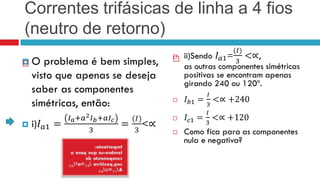 Correntes trifásicas de linha a 4 fios
(neutro de retorno)
                     

 