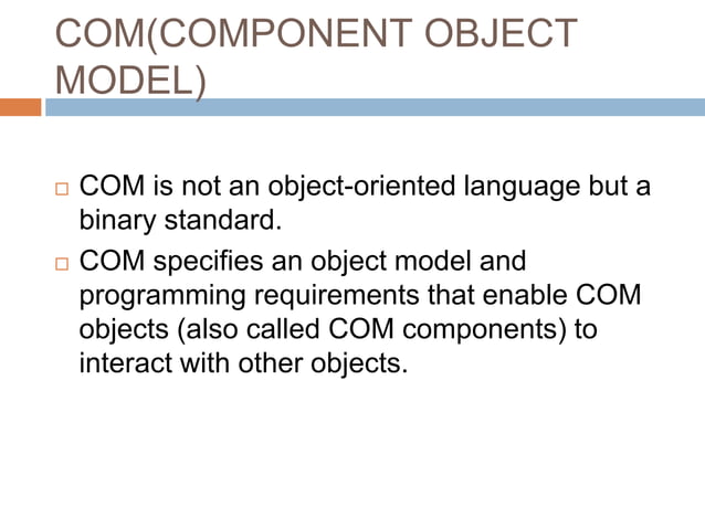 Component Object Model Tutorial- Introduction – YOZJI
