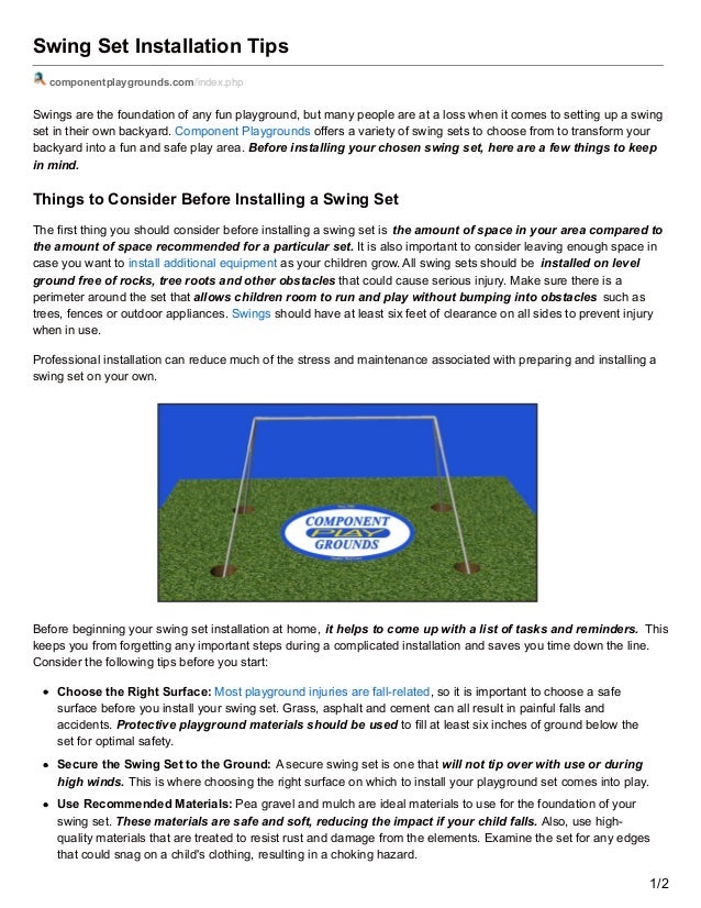 Swing Set Installation Tips