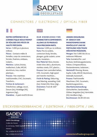 Connectors components : turned parts and precision machined parts
