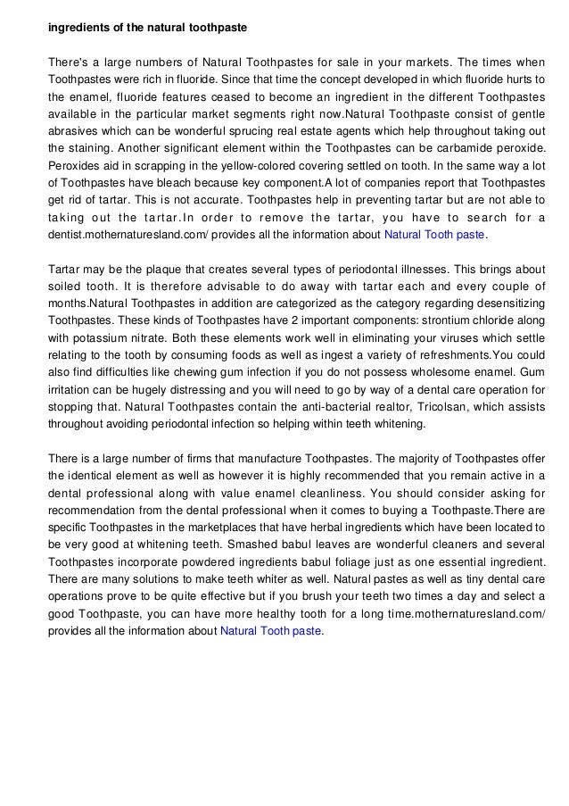 Components of an Natural Toothpaste