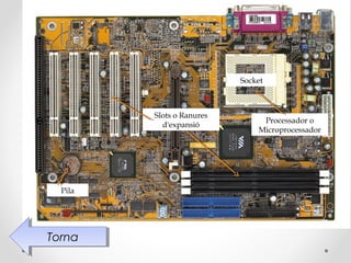 Socket



         Slots o Ranures
                                Processador o
           d'expansió
                               Microprocessador




  Pila




Torna
 Torna
 