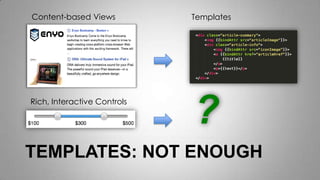 TEMPLATES: NOT ENOUGH
?
Content-based Views Templates
Rich, Interactive Controls
 