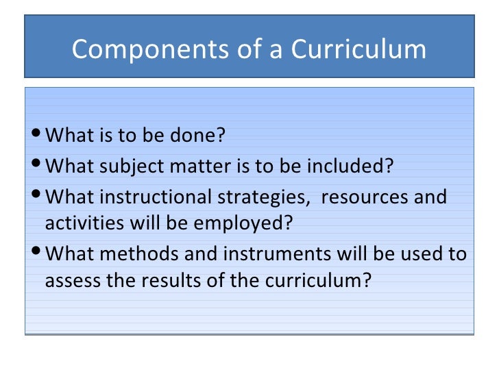 Components of a curriculum