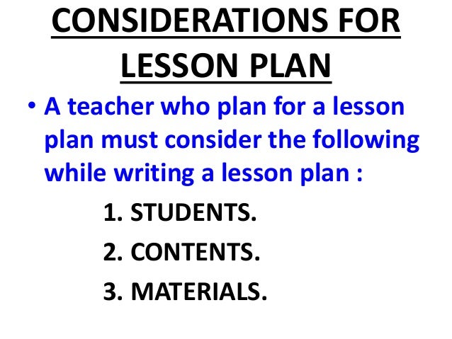 Components Of Lesson Plan