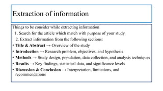 Components of an article; information to be included in different parts ...