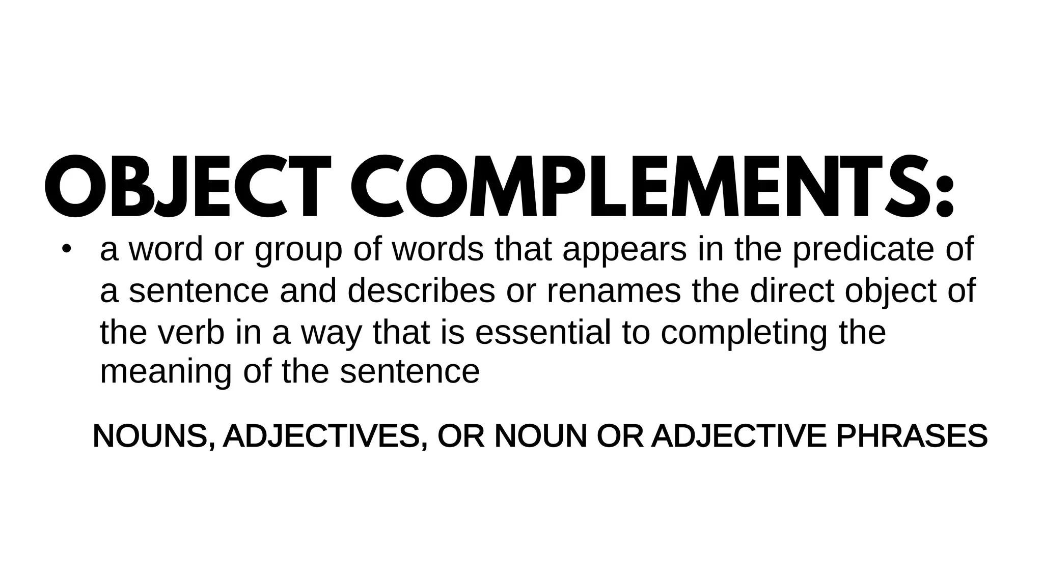 COMPONENTS OF A SENTENCE: Subject, predicate, direct and indirect ...