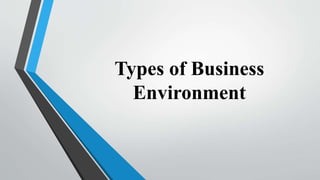 Types of Business
Environment
 