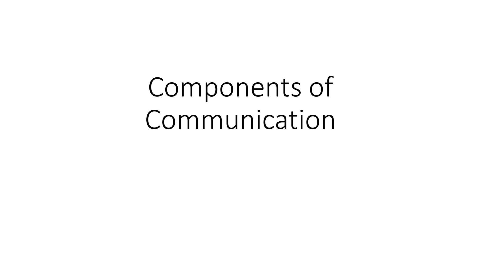 Components of
Communication
 