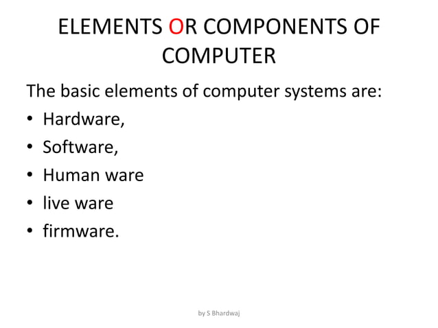 Components of computer and software: Introduction | PPT