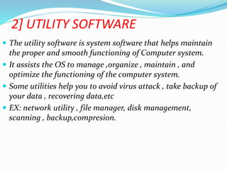 Utility System Example In Computer CHAPTER-8 COMPONENTS OF COMPUTER SYSTEM CLASS 9 CBSE | PPTX