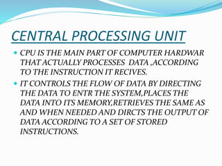 CHAPTER-8 COMPONENTS OF COMPUTER SYSTEM CLASS 9 CBSE | PPTX