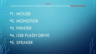 Components of computer system PPT.pptx about different components of ...