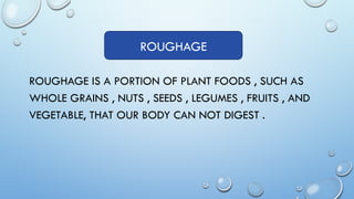 Vegatable Roughage COMPONENTS OF FOOD CH - 2.pptfrom me okx | PPTX