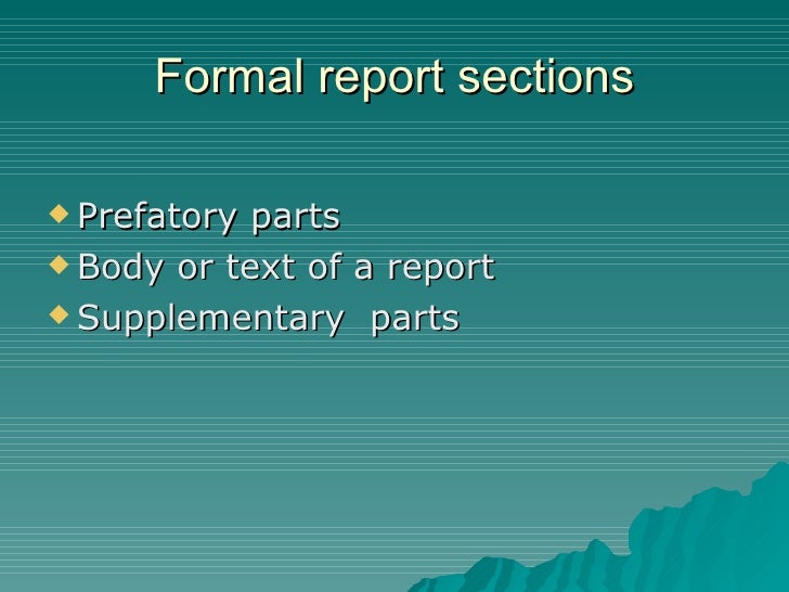 Components Of Formal Report
