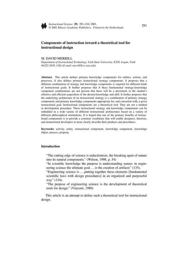 Components of Instruction | PDF | Education