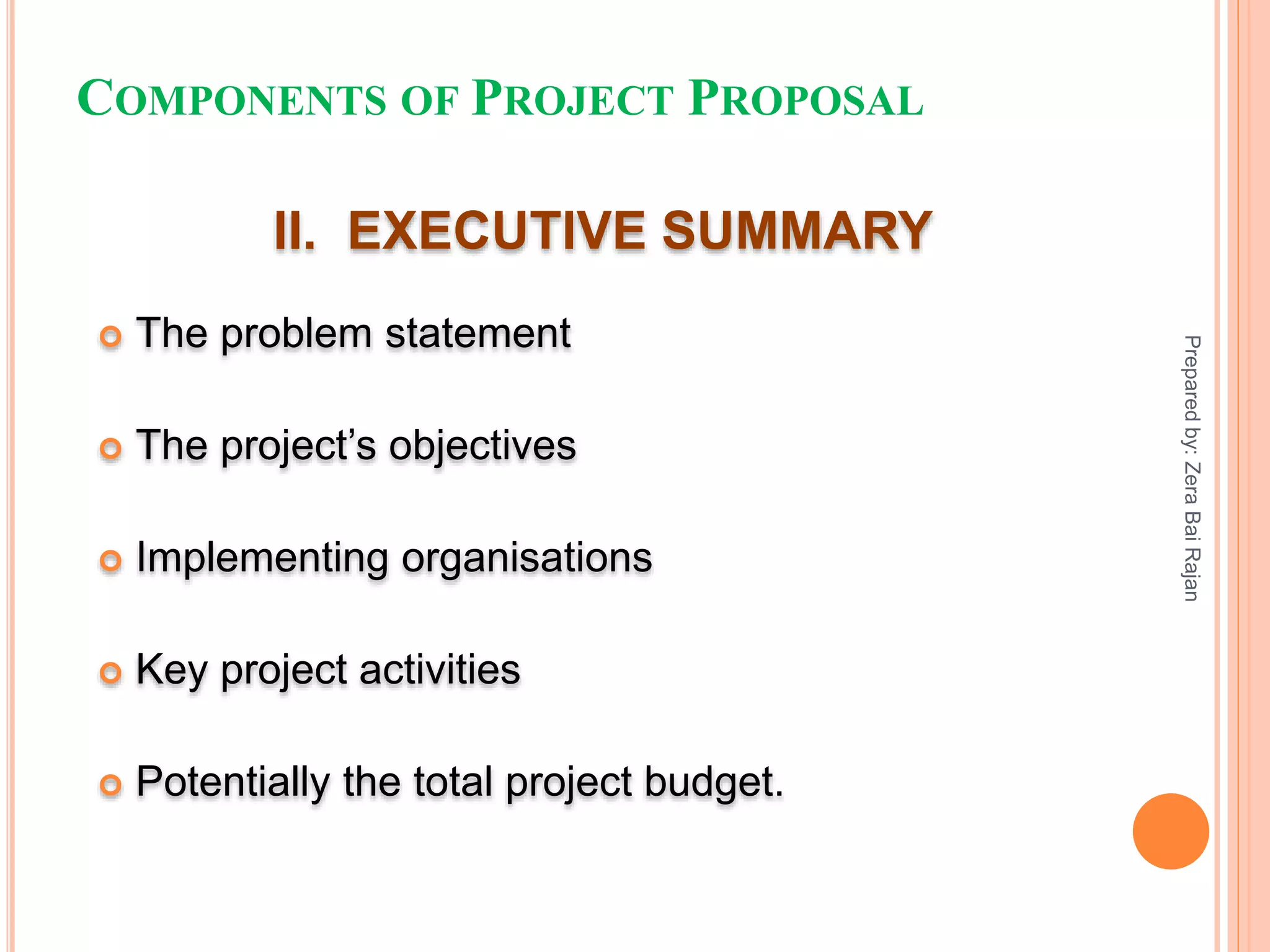 Components of project proposal pptx business business and finance