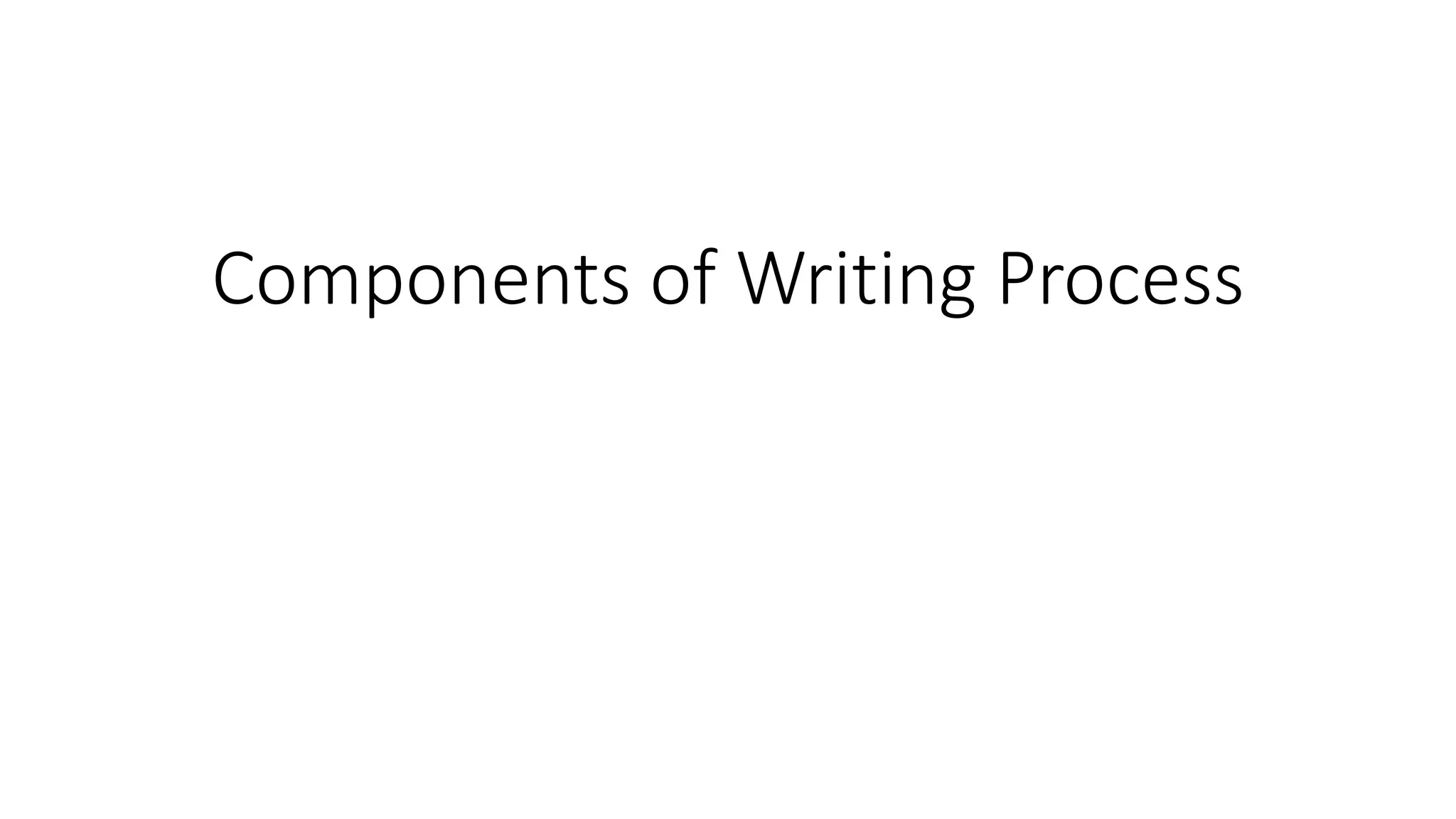 Components of Writing Process
 