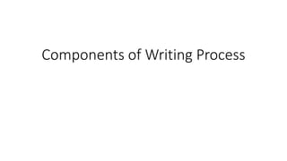 Components of Writing Process
 