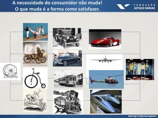 A necessidade do consumidor não muda!
O que muda é a forma como satisfazer.
 