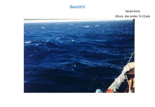 Beaufort 6
Vento forte
Altura das ondas :9-13 pés
 