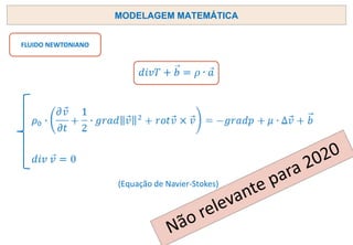MODELAGEM MATEMÁTICA
FLUIDO NEWTONIANO
(Equação de Navier-Stokes)
 