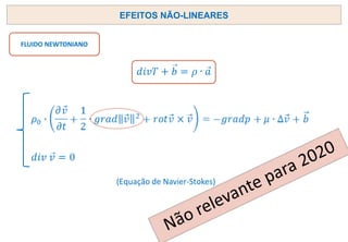 EFEITOS NÃO-LINEARES
FLUIDO NEWTONIANO
(Equação de Navier-Stokes)
 