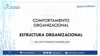 COMPORTAMIENTO
ORGANIZACIONAL
ESTRUCTURA ORGANIZACIONAL
ING. KATYA FAGGIONI COLOMBO, MGS.
 
