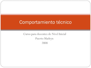 Curso para docentes de Nivel Inicial Puerto Madryn  2008 Comportamiento técnico 