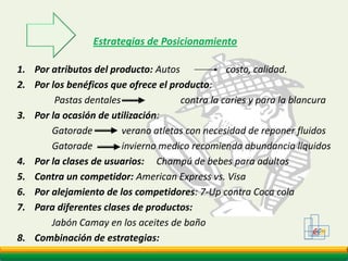 Implicaciones de lapercepción para el marketingGCMSólo se “ven” los atributos importantes.El precio cumple un rol importante.Calidad y confiabilidad son valorados en un entorno de cambio rápido.Es necesario superar el umbral de percepción  que se tiene de la marca, para ser considerado como opción.Las Marcas permiten cruzar ese umbral.Los cambios en los productos tienen que ser significativos para ser valorados.Es cada vez más difícil ser distinto.Influencias psicológicas