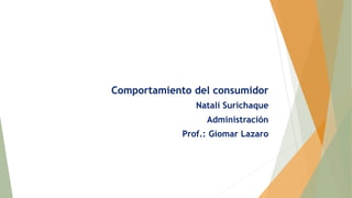 Comportamiento del consumidor
Natalí Surichaque
Administración
Prof.: Giomar Lazaro
 