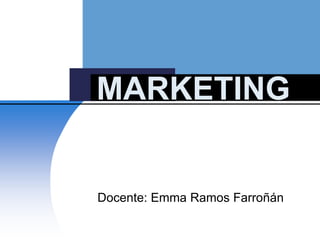 MARKETING
Docente: Emma Ramos Farroñán
 