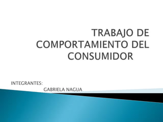 TRABAJO DE COMPORTAMIENTO DEL CONSUMIDOR	 INTEGRANTES: 		GABRIELA NAGUA 