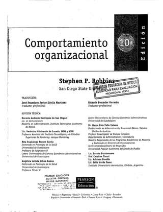 Comportamiento organizacional 10 edicion (stephen robbins) 10 edicion