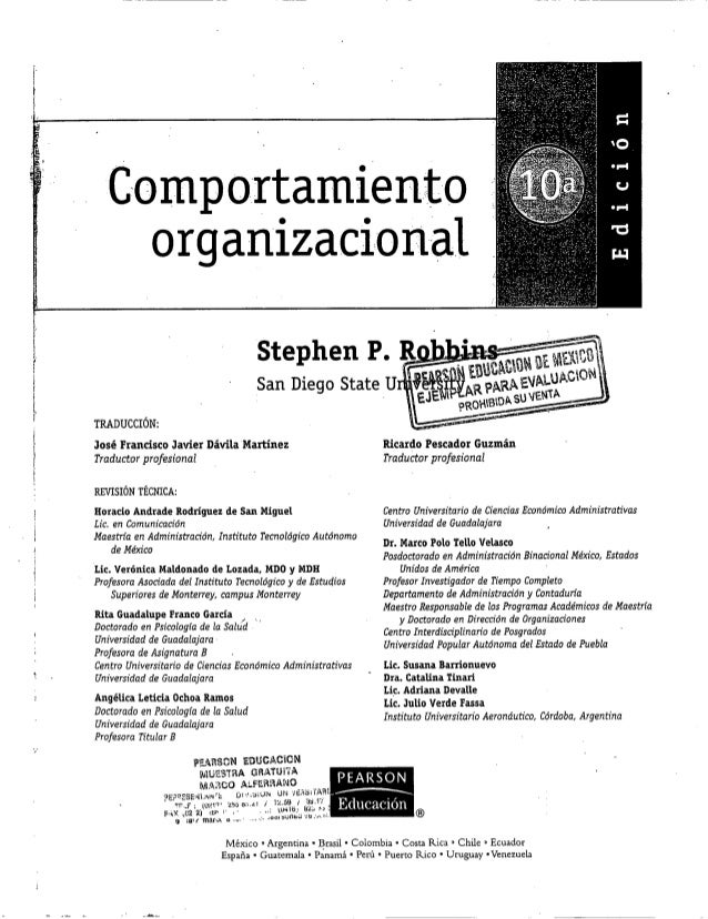 Comportamiento Organizacional Stephen Robbins Pdf Gratis