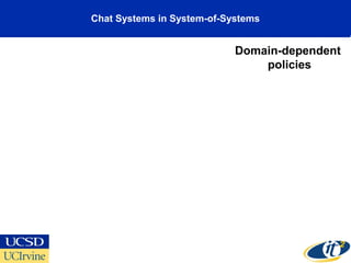 Chat Systems in System-of-Systems
Domain-dependent
policies
 