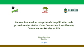 thumbnail of  Concevoir et évaluer des pistes de simplification de la procédure de création d’une Concession Forestière des Communautés Locales en RDC