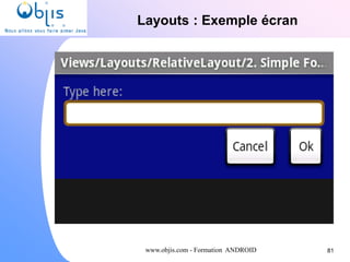 www.objis.com - Formation ANDROID
Layouts : Exemple écran
81
 