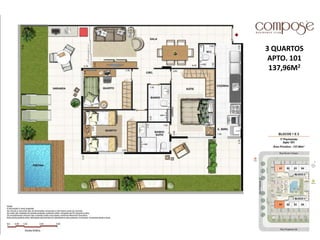 3 QUARTOS
APTO. 101
137,96M2
 