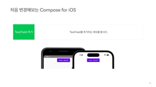 45
처음 변경해보는 Compose for iOS
TextField 추가 TextField를 추가하는 데모를 합시다.
 