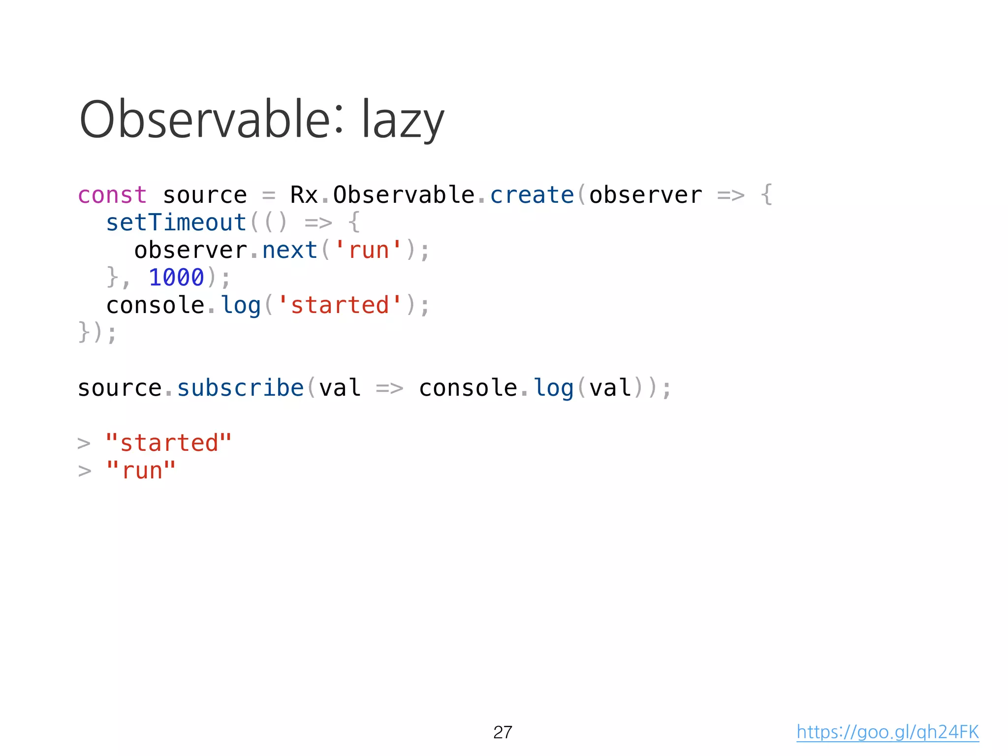RxJS
• Observable 타입
• Operators (map, filter ...)
• Scheduler
19
 
