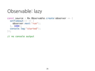 ­Ben Lesh, RxJS In-Depth @AngularConnect 2015
“RxJS is LoDash or Underscore for async”
18
 