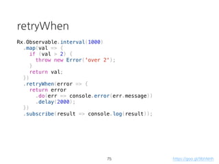 mergeMap (flatMap)
[..1..2..3].mergeMap(d => [...d])
[[...1]..[...2]..[...3]]
[....1......2......3]
50
source projection
result
 