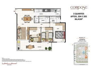 3 QUARTOS
APTOS. 204 E 205
86,41M2
 