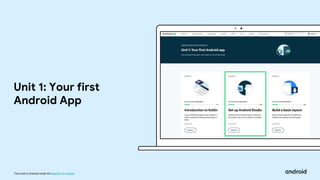 This work is licensed under the Apache 2.0 License
Unit 1: Your first
Android App
 