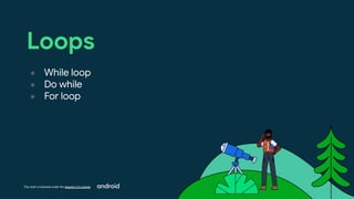 This work is licensed under the Apache 2.0 License
Loops
● While loop
● Do while
● For loop
 