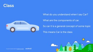 This work is licensed under the Apache 2.0 License
Class
What do you understand when I say Car?
What are the components of car.
So car it is a general concept of some topic
This means Car is the class
 