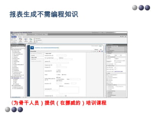 报表生成不需编程知识




（为骨干人员）提供（在挪威的）培训课程
 