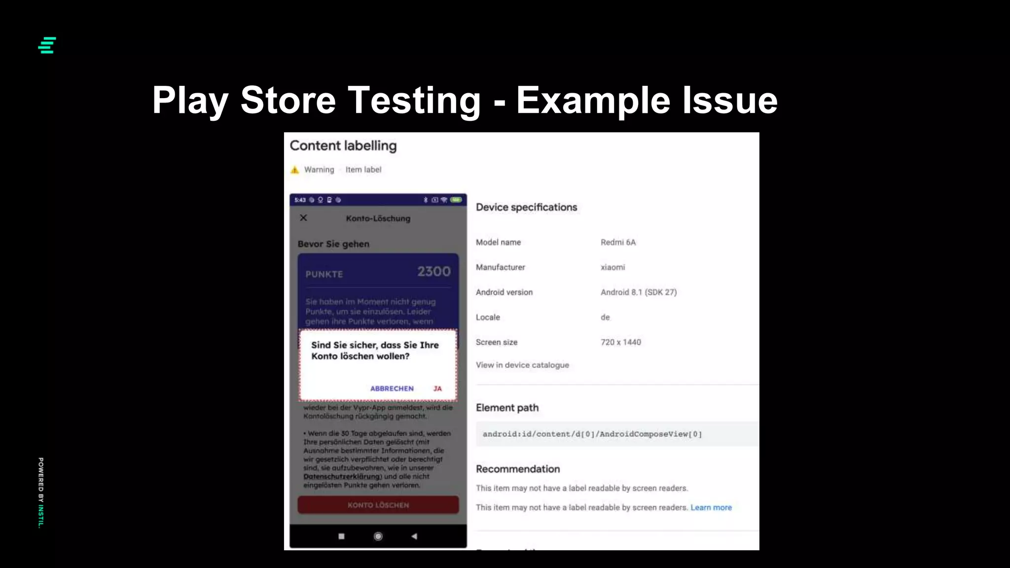 Play Store Testing - Example Issue
 