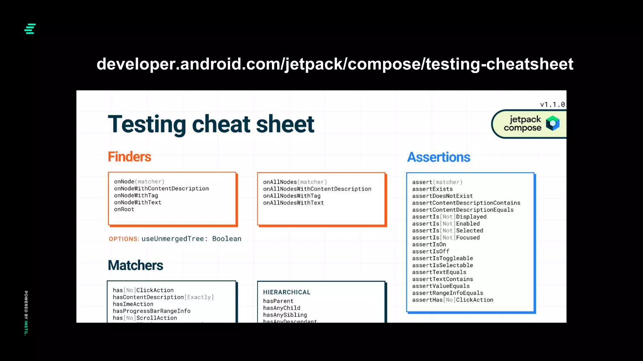 developer.android.com/jetpack/compose/testing-cheatsheet
 